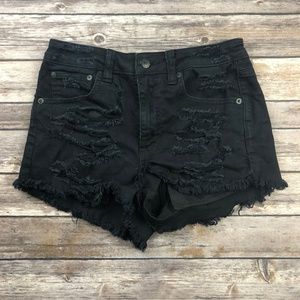 AE Black Vintage Distress Hi-Rise Festival Shorts